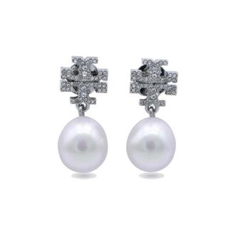 Tory Burch Tory Burch, Earrings, female, Gray, Size: ONE SIZE Kira Pave Pearl Drop Earrings
