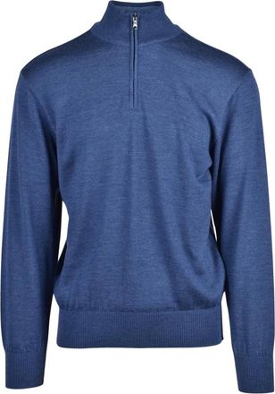 Paul & Shark Hoodies & sweatvesten, Heren, Blauw, M, Wol, Pullover met halve rits