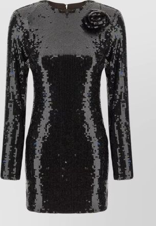 Rotate sequined floral one-shoulder long-sleeve mini dress