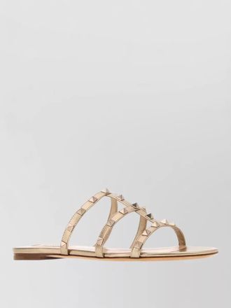 Valentino Garavani leather rockstud flat sandals open toe