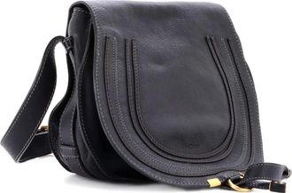 Chlo&eacute; Marcie Leather Medium crossbody bag - Zwart