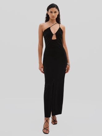 Undress Code Womens Black Plunge-Neck Velvet Maxi Dress, Size: XL
