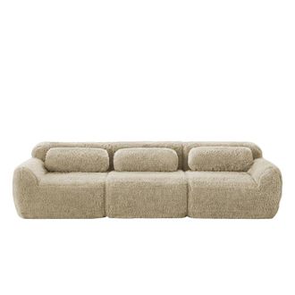 Urban Meuble Sof&aacute; de 3 plazas de tejido borreguito beige con cojines