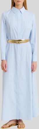 DMN Paris Yvette Belted Shirtdress In Blue
