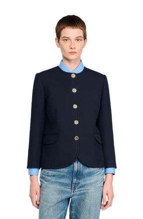 Sandro Round collar jacket in Navy Blue at Nordstrom, Size 42 Eu