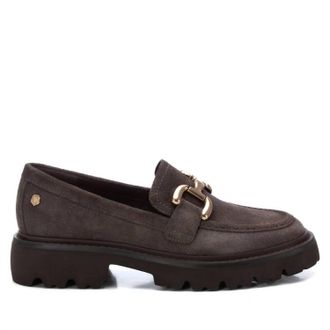 Xti Womens Leather Moccasins In Grey