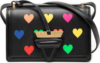 Loewe Pre-owned Womens Small Leather Hearts Barcelona Crossbody - Black - One Size