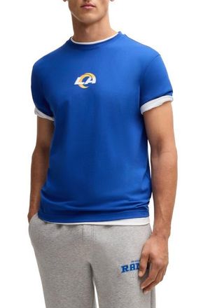 BOSS x NFL Stretch Cotton Graphic T-Shirt in Los Angeles Rams - Blue at Nordstrom, Size Large