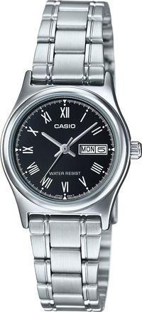 Casio Womens Black Dial Analog Watch with Day-Date Steel Bracelet - LTP-V006D-1BUDF