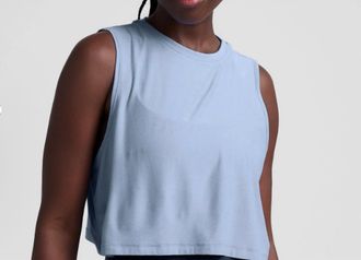 Beyond Yoga Featherweight Minimal Crop Tank Top In Blue Zen Heather
