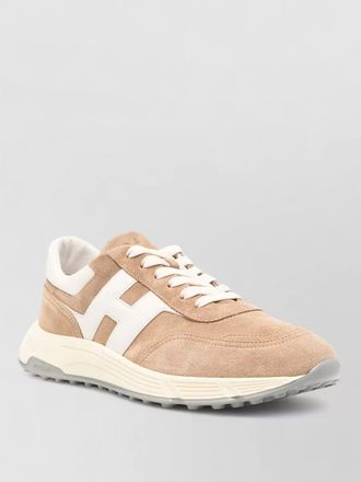 Hogan sneakers round toe rubber sole suede panels