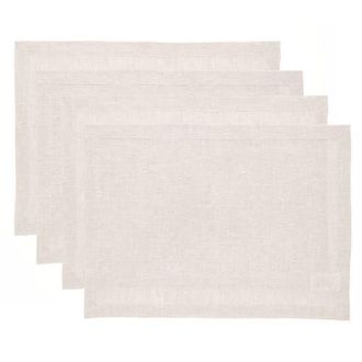 Solino Home Linen Placemats Set of 4, 14 x 19 Inch for Dining Table, Holiday and Everyday Table Decor - Athena in Light Natural at Nordstrom, Size