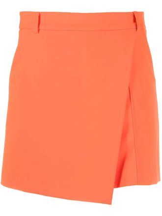 Patrizia Pepe Essential crepe-texture shorts - women - Polyester/Elastane - 44 - Orange