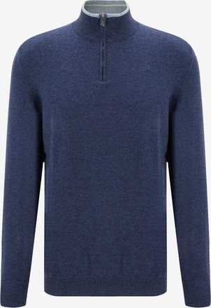 Fedeli Schmaler Kaschmirpullover mit Stehkragen und Zip Favonio