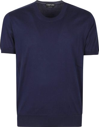 Tom Ford Navy Short Sleeve Cotton Sweater