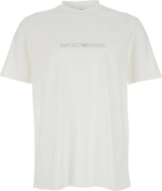 Emporio Armani Logo Cotton T-shirt - Heren - T-shirts - Wit - M - Katoen - Tops