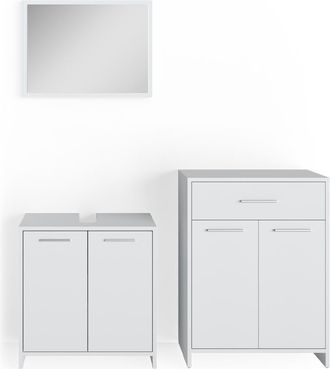 Vicco Conjunto De Muebles De Ba&ntilde;o Kiko, Blanco, 3 Piezas, Con Mueble Alto