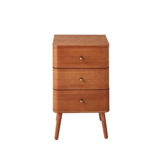 Calicosy Mesita de noche 3 cajones y frentes A71 cm - Efecto Madera clara