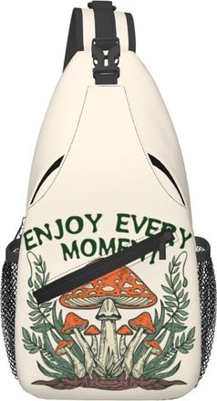 Generic Enjoy Every Moment Magic Mushrooms Thicket Sling Bag Trendy Chest Bag Anti Theft Daypack For Casual Sports Cycling