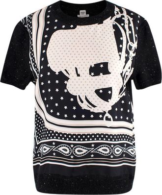 Herm&egrave;s Black Brides de Gala Twillaine Short Sleeve Jumper Size L