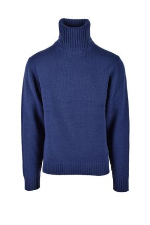 Crossley Blue Wool High Neck Sweater