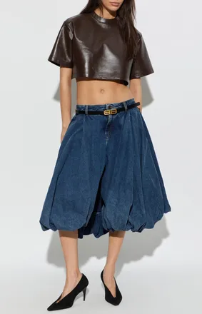 Balenciaga Denim Skirt-shorts, Womens, Navy Blue