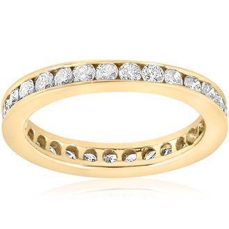 Pompeii3 1ct Diamond Wedding Eternity Stackable 14K Yellow Gold Ring Channel Set Size Selectable