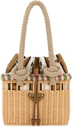Prada Wicker Mini Shopping Bag