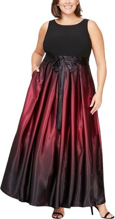 S.L. Fashions Ombr&egrave; Satin Gown in Fig at Nordstrom, Size 24W