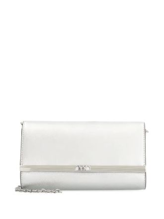 Michael Michael Kors Mona metallic clutch bag - women - Polyester/Calf Leather - One Size - Grey