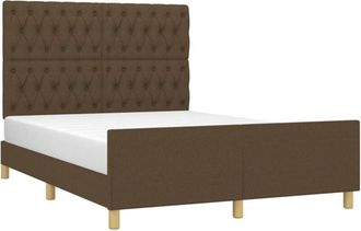 vidaXL Cama Sin Colch&oacute;n Tela Marr&oacute;n Oscuro 140x200 Cm Vidaxl