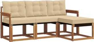 vidaXL Conjunto De Sof&aacute;s De Exterior 4 Uds. Natural Y Beige Vidaxl