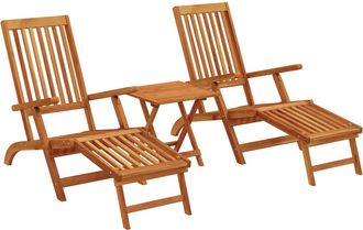 vidaXL Recliner Y Tumbona Plegable 2 Uds. Madera De Acacia S&oacute;lida Vidaxl