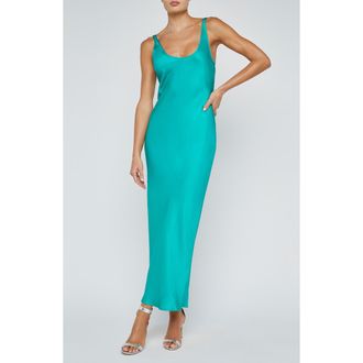L'agence Akiya Satin Tank Maxi Dress in Bright Jad at Nordstrom Rack, Size Xx-Large