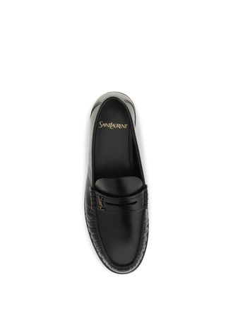 Saint Laurent Womens Loafers Laurent Black Calf Leather