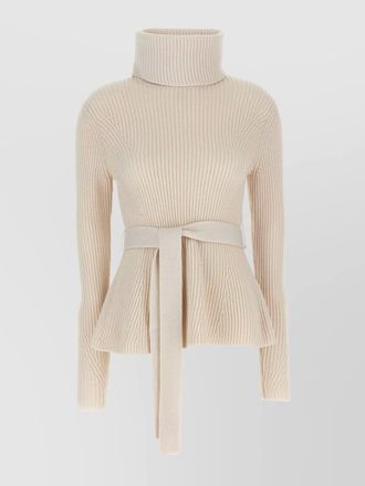 Zimmermann wool high-neck belted peplum sweater