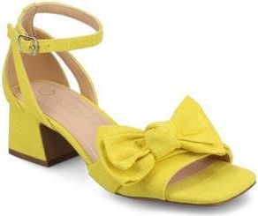 Journee Collection Zevi Bow Block Heel Sandal in Mango at Nordstrom Rack, Size 7.5