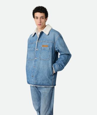 Bottega Veneta Giacca In Shearling E Denim Indigo Vintage - Bottega Veneta