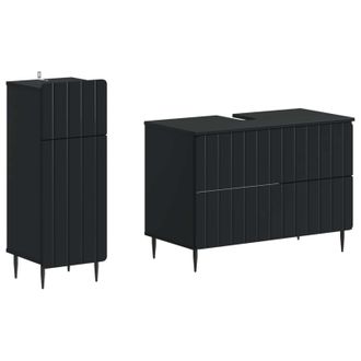 vidaXL Juego De Gabinete De Ba&ntilde;o De 2 Piezas Zwolle Negro Vidaxl