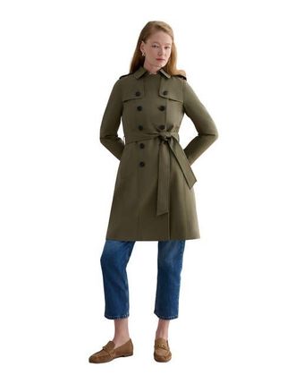 Hobbs London Skylar Belted Trench Coat in Olive Green at Nordstrom, Size 10