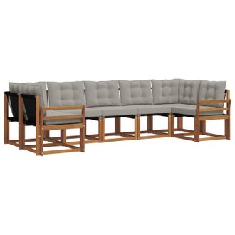 vidaXL Conjunto De Sof&aacute;s De Exterior 7 Pcs Gris Natural Y Claro Vidaxl