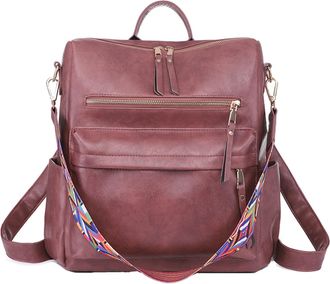 Generic Women Backpack Fashion Leather Backpack Purse For Women Large Designer Travel Ladies Fashion College Shoulder Bags Cute for Backpacks (Red, One Size)