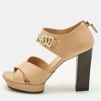 Tod's Tods Beige Leather Chainlink Sandals