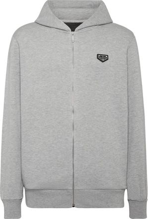 Philipp Plein Hoodie Sweatjacket LS Iconic - Heren - Vesten met rits - Grijs - 3XL - Katoen - Hoodies & sweatvesten