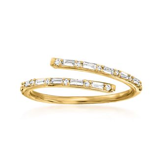 RS Pure by Ross-Simons Diamond Bypass Ring in 14kt Yellow Gold