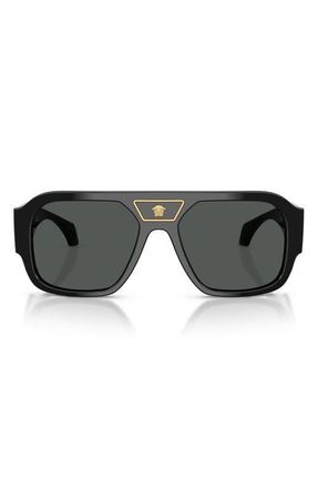 Versace 56mm Square Sunglasses in Black/dark Grey at Nordstrom