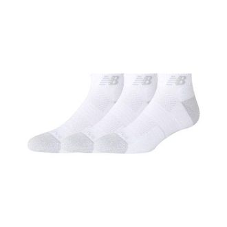 New Balance Unisex Active Low Cut Socks 3 Pack in White Polyester, size X-Large