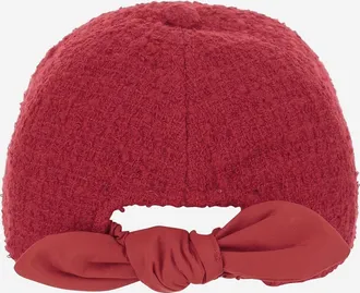 Patou Womens Baseball Cap Tweed Wool Red Hat