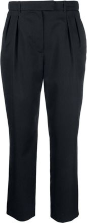 A.P.C. pleated cropped trousers - women - Wool - 40 - Blue