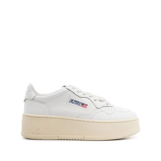 Autry Medalist Platform Sneakers In White Leather
